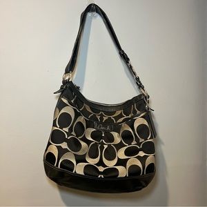 Vintage Black Coach Shoulder Bag with Adjustable Strap